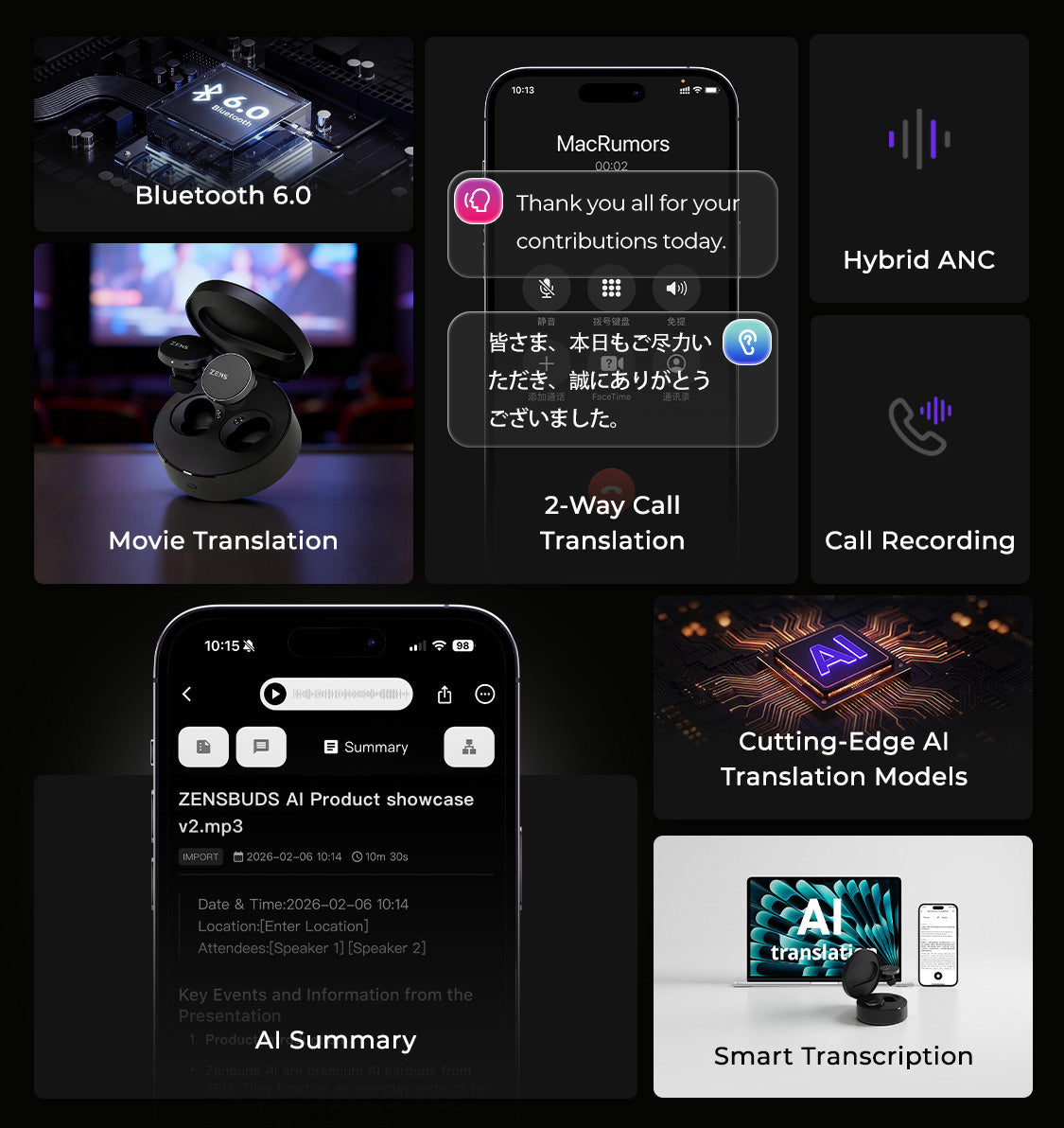 ZENSBUDS AI-Translate Earbuds